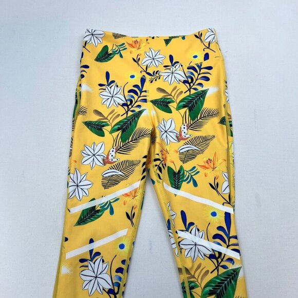 Zyia Active Womens Floral Cropped Leggings Yellow/Multi Size 4 - Picture 2 of 8